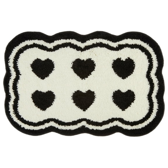 BERTDOMD Heart Pattern Bathroom Floor Mat Non- Water Absorbent Rug Soft Anti-Skid Bath Mat for Home