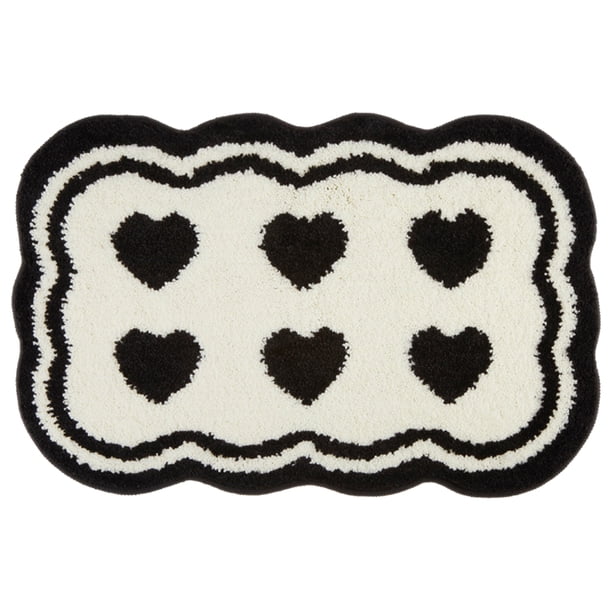 Alfombra de baño con diseño de corazón, antideslizante, absorbente de agua