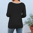thumbnail image 4 of Women's Color Block 3/4 Sleeve Crew Neck Top Casual Loose T-Shirt, 4 of 5