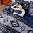 thumbnail image 4 of jejeloiu Ancient Bohemian Aztec 7pcs Bedding Comforter Set,Dreamcatcher Horse Pattern Queen Bedding Sets,Blue Purple Queen Sheet Sets For Men Women,Breathable Home Decor Reversible, 4 of 8