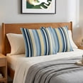 thumbnail image 6 of Pillow Covers 18x18 Set of 2, Blue Yellow Striped Throw Pillow Covers Decorative Couch Cushion Cover, Farmhouse Stripes Vintage Microfiber Soft Square Pillowcases for Bedroom Living Room Sofa, 6 of 9