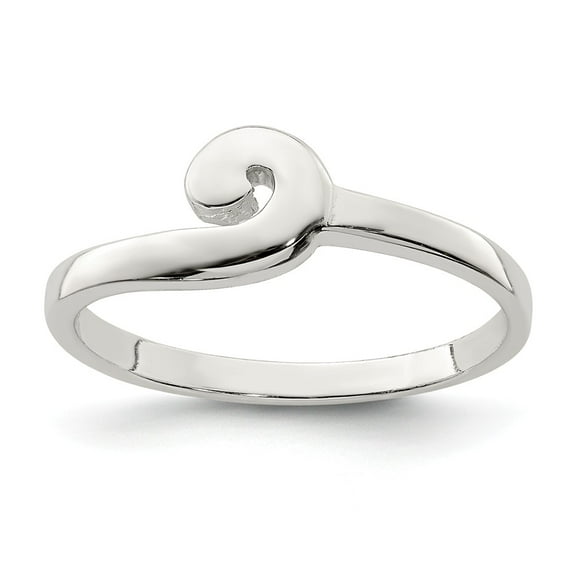 White Sterling Silver Ring Band Fashion Polished Swirl