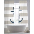 thumbnail image 6 of Sheer Curtains 108 Inches Long, Beige White Striped Light Filtering Window Curtains for Living Room, Navy Blue Beach Nautical Anchor Ocean Coastal Rod Pocket Voile Sheer Panels, 52"Wx108"L, 2 Panels, 6 of 8