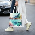 thumbnail image 6 of YFYANG Reusable Cotton Canvas Tote Shopping Bag, Watercolor Mountain Pattern Washable Portable Grocery Bag for Daily Travel, 6 of 8