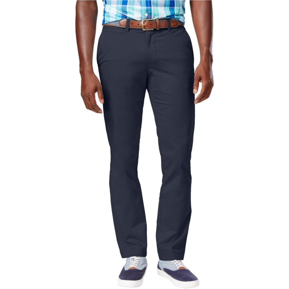 Pantalones casuales Tommy Hilfiger, elástico, corte ajustado, azul marino, 30 de ancho x 32 de largo
