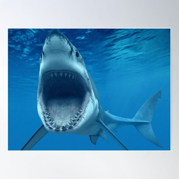 Megalodon Poster Wall Art, Modern Wall Decor For Living Room Bedroom, 8x12 UNFRAMED