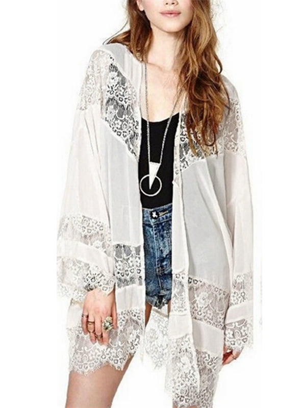 ZANZEA Womens Chiffon Lace Coat Hollow 