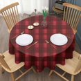 thumbnail image 3 of Red Black Checkerboard Checkered Pattern Round Tablecloth 60"x60",Wrinkle Wipeable Table Cloth for Kitchen Dining Room Picnic Patio Party, 3 of 6
