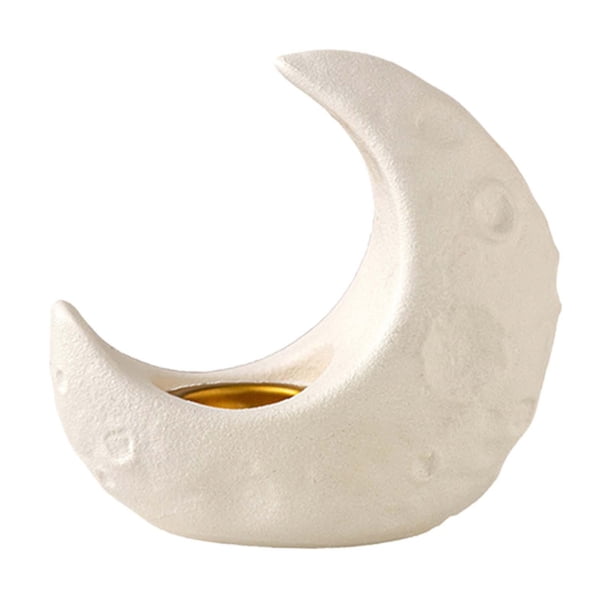 Quemador de incienso de luna creciente, figura de luna, soporte de varillas de incienso de escritorio para yoga Blanco
