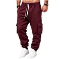 thumbnail image 2 of COSFO Stretch Cargo Pants for Men Work Pockets Sweatpants Solid Drawstring Relaxed Fit Jogger Mens Pants Casual, 2 of 8