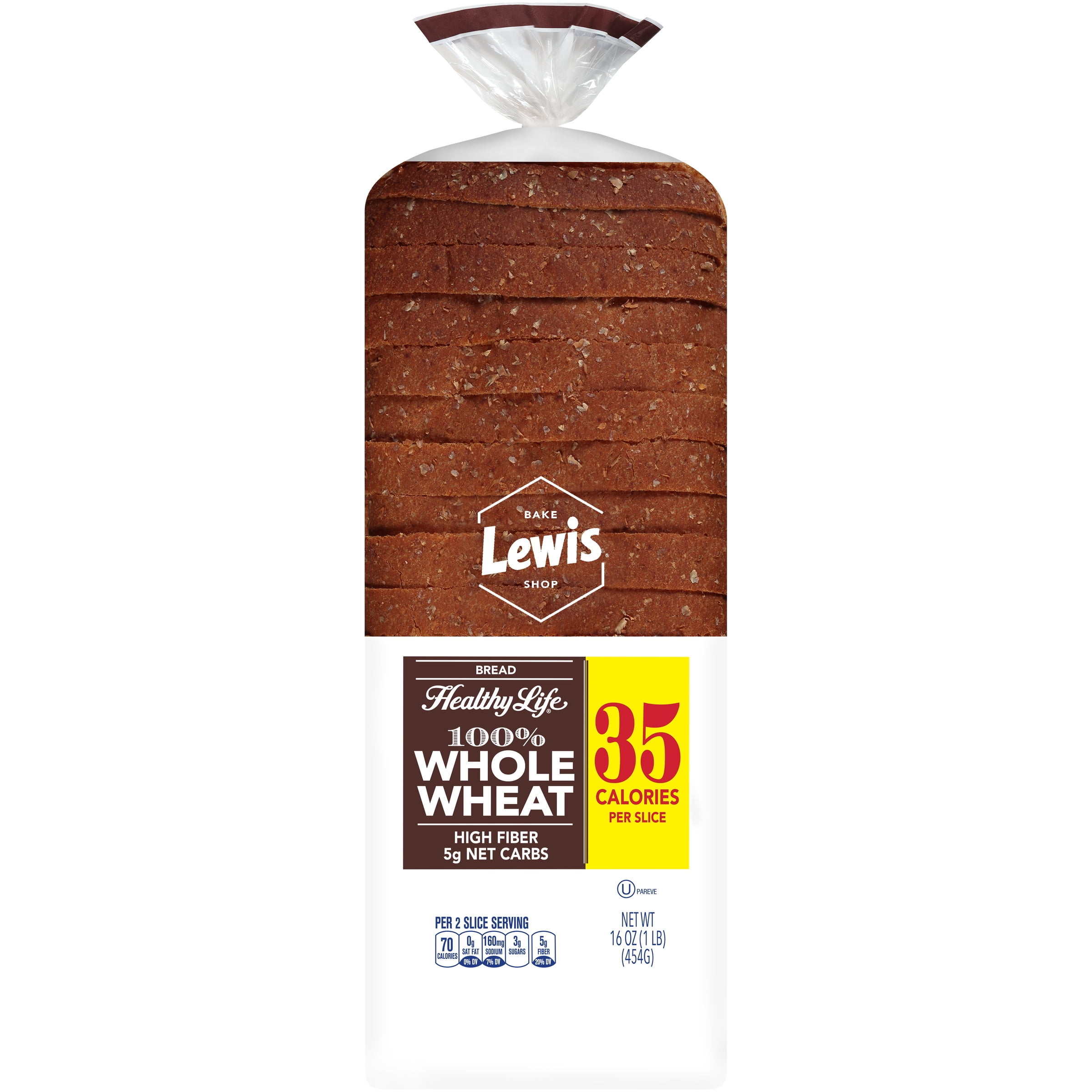 Lewis Bake Shop Healthy Life 100 Whole Wheat Bread, 16 oz.