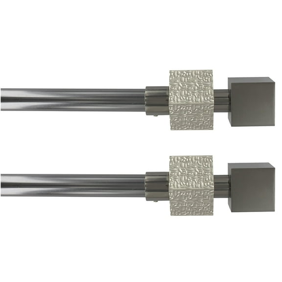 2 Pack Adjustable 3/4" Single Window Curtain Rod 50" to 82" Graphite