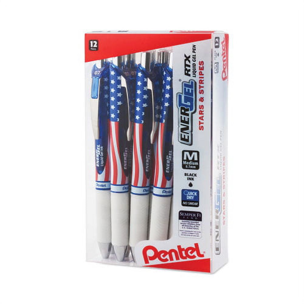 Energel Rtx Stars And Stripes Gel Pen, Retractable, Medium 0.7 Mm, Black Ink, Red/white/blue Barrel, Dozen | Bundle of 2 Dozen