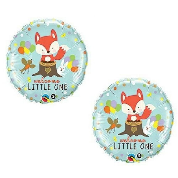 Balloon Fox Woodland Animals Welcome Little One Baby Shower (2) 18" Party Mylar Balloons
