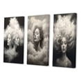thumbnail image 3 of Designart "Tender Dreams in the Sky of White Clouds" Fashion Woman Wall Art Set Of 3 - Glam White Canvas Set For Living Room Decor, 3 of 6