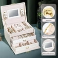 thumbnail image 3 of RUseeN Large Jewelry Boxes for Women Girls, Jewelry Organizer Box, 3 Layers Jewelry Storage Organizer for Earring, Ring, Necklace, Bracelets (White), 3 of 7