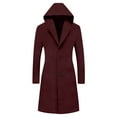 thumbnail image 4 of Yteetum Women's Woolen Blend Coats Oversize Winter Trench Coat Notched Lapel Collar Single-Breasted Peacoat Womens Long-Sleeve Hooded Jackets Casual Button Cardigan Jacket Overcoat Outwear Fall Deals, 4 of 8
