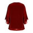 thumbnail image 6 of Busydd Womens Tops Dressy Casual Round Neck Glitter Going Out Tops for Women Fashion Solid Color Ruffle 3/4 Length Sleeve Ladies Tops and Blouses S, 6 of 9