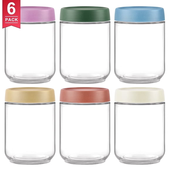 FOUKUS 6 Pack 16oz Glass Mason Jars with Airtight Lids: Overnight Oats Containers with Lids, Meal Prep Jars for Salad, Yogurt, Chia Pudding, Small Food Storage Cups for Breakfast On-the-Go
