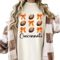thumbnail image 2 of Cincinnati Football Shirt for Women and Teens Girly Orange Bows and Footballs Ohio Team Tee Ivory Shirt Adult 2X-Large, 2 of 4