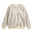 thumbnail image 5 of Womens Oversized Sweatshirts Animal Print Crewneck Sweatshirt with Long Sleeves Casual Trendy Loose Fit Pullover Tops Beige S, 5 of 5