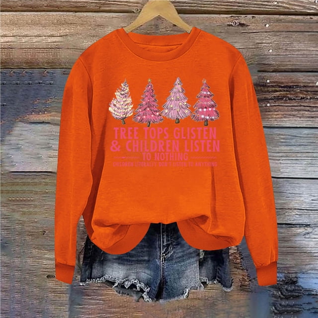 Amzcrzy Sweat-Shirt pour Femmes Col Rond Imprimé Halloween Manches Longues Chandail en Molleton à Capuche Chandail en Molleton de Noël Manches Longues pour Femmes Chandail Chandail en Molleton m