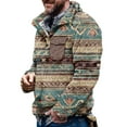 thumbnail image 1 of VBARHMQRT Chandail en Molleton d'Automne pour Hommes, Manches Longues, Flanelle, Style Ethnique Rétro, Imprimé, Sans Capuche, avec Boutons et Poches, 1 of 4