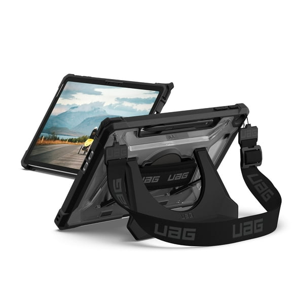 UAG Microsoft Surface Pro 1st Edition 12" Case - Rugged Protective Cover with Multi-angle Built-in Kickstand Pen Holder Hand Strap & Shoulder Strap, Plasma Ice/Black