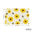 thumbnail image 4 of AshasdS Yellow Daisy and Bee Pattern Linen Table Mats Set of 4 12x18 inch for Spring Summer Home Table Decor, 4 of 4