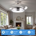 thumbnail image 2 of Jacgood Modern Fandelier Ceiling Fan with Light, 42" Brushed Nickel Ceiling Fan with Invisible Blades, Retractable Chandelier Fan for Dining Room, Dimmable 3 Color Changeable LED Fixture with Remote, 2 of 8