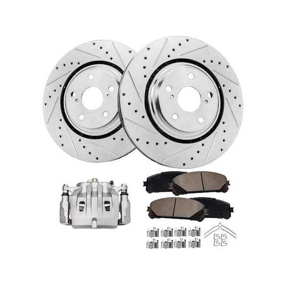 Front Brake Pad Rotor and Caliper Set - Compatible with 2008 - 2013 Toyota Highlander 2009 2010 2011 2012