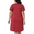 thumbnail image 4 of DARING DIVA Women's Plus Size V Neck Ruffle Short Sleeve Nightgowns 1X Burgundy, 4 of 5