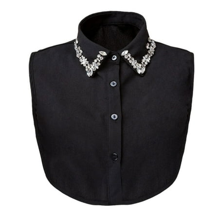 

Women Fashion Casual Solid Detachable Blouse With False Neck Half Elastic Waist Shirt Neck Hot Sale