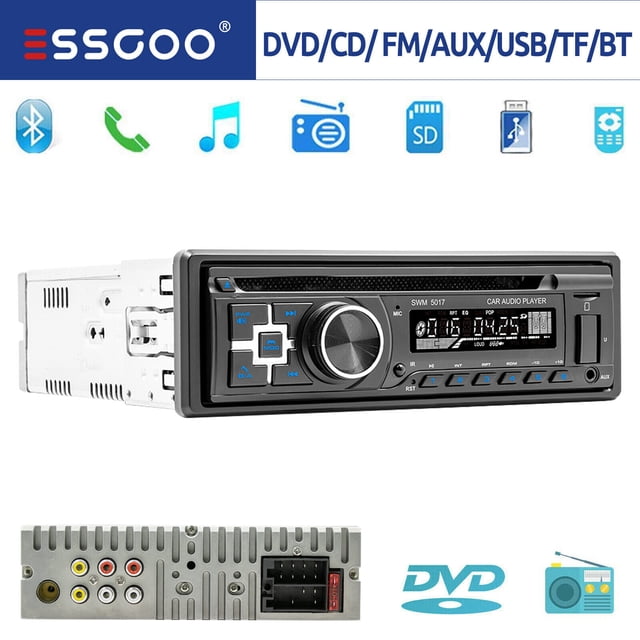 Autoradio con reproductor de CD DVD, MP3, USB, Bluetooth, FM, AUX, radio de entrada individual 1 DIN