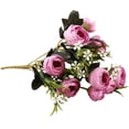 thumbnail image 2 of Artificial Autumn Tea Rose Simulation Flower Bouquet For Home Decoration(Pink Purple), 2 of 2