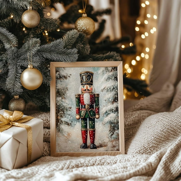 Nutcracker Christmas Art Print, Vintage Holiday Decor, Winter Printable, Nutcracker Wall Art, Cottagecore Printable, 8x12 UNFRAMED