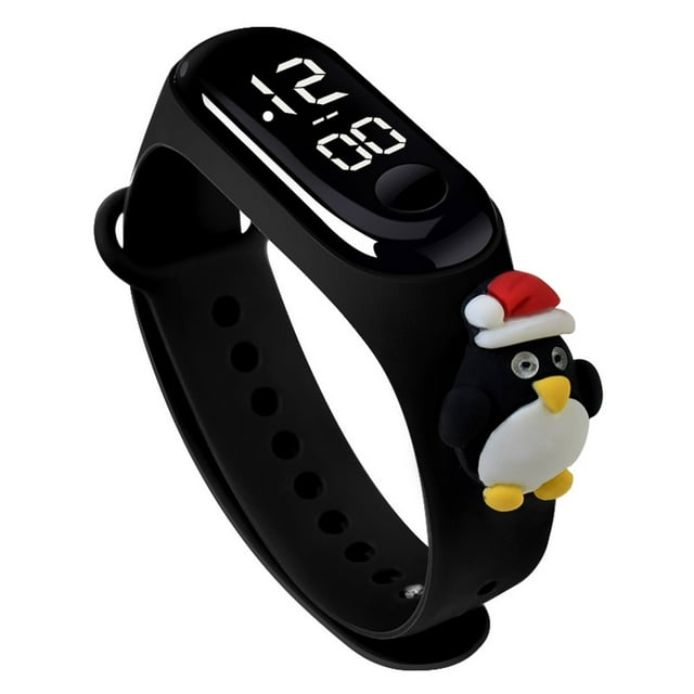 Reloj electrónico LED de muñeca navideña para niños y niñas, relojes LED digitales de moda, reloj de pulsera de silicona con correa ajustable.
