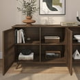 thumbnail image 5 of Plank+Beam Mid Century Modern Solid Wood Sideboard with 3 Doors Covering 6 Shelves, 59" TV Stand for Living Room, Walnut, 5 of 13