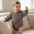 thumbnail image 6 of YUGYXL Baby Bubble Onesie Romper Clothes Short Sleeve Summer Solid Color T-Shirt Footless Outfits Coffee Jumpsuit, 6 of 6