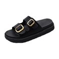 thumbnail image 2 of Chunky Platform Sandals for Women Cork Sandals with Adjustable Straps Comfortable Platform Sandals for Women Retro Barefoot Slip on Shoes for Casual Vacation Outdoor Beach Wear (Black,41), 2 of 5