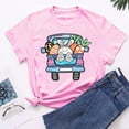 thumbnail image 4 of Fesfesfes Woman Shirts Women's Round Neck Printed T-shirt Fashion And Comfortable Women's Shirt Top Short Sleeved Round Neck Top/shirt Tees for Women XL(US:10), 4 of 7