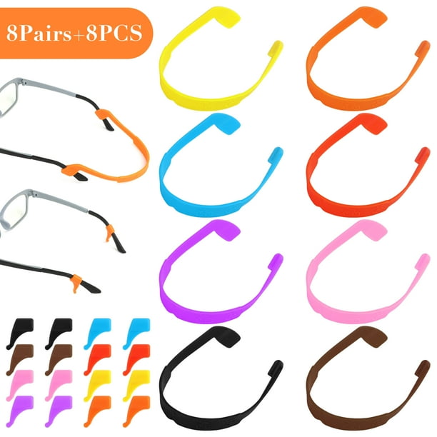 TSV 8pcs Anti-Slip Silicone Glasses Straps with 8pairs Ear Grip Hooks ...