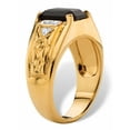 thumbnail image 2 of PalmBeach Jewelry Men's Emerald-Cut Genuine Black Onyx and Diamond Accent Etched Ring 18k Gold-Plated, 2 of 5