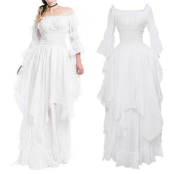 Women's High Low Dress Puff Sleeve Off Shoulder Ruffle For Women Dress Dress Casual Maxi Dresses for Women Summer Skater Dress for Women Summer Denim Dress Long Sleeve Breastfeeding Dress for Women