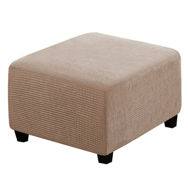 SUTENGDA Square Ottoman Cover Soft Stretch Jacquard Ottoman Slipcovers Waterproof Non Slip Footstool Protect With Elastic Bottom Machine Washable-Primary color