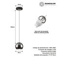 thumbnail image 4 of Lampara Colgante Esferica Techo Decorativa Ajustable Chica, 4 of 5