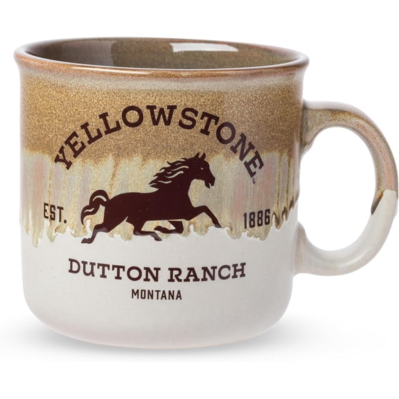 Yellowstone Dutton Ranch Montana Reactive Glaze Ceramic Camper Mug, 20 Ounces