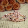 thumbnail image 4 of 1.50 Carat Round Cut Real Morganite And Diamond Moissanite Halo Bridal Wedding Ring Set With 18K Rose Gold Plating, 4 of 5