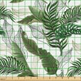 thumbnail image 2 of Ambesonne Tropical Fabric by the Yard Upholstery, Hawaii Exotic Palm Leaves, 3 Yards, Army Green Emerald and White, 2 of 5