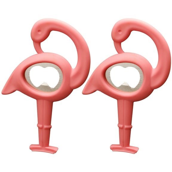 2pcs Metal Beer Opener Multifunction Hand-held Lifter Party Supplies Souvenirs Gifts (Flamingo)